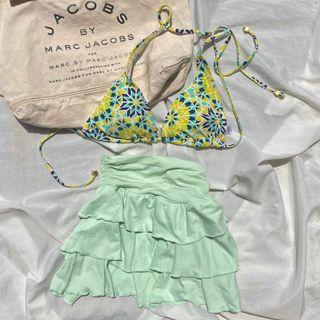 beach girl bikini and skirt swimwear