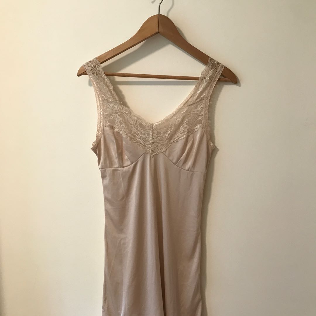 Beige Slip Dress Nightgown, Women's Fashion, New Undergarments