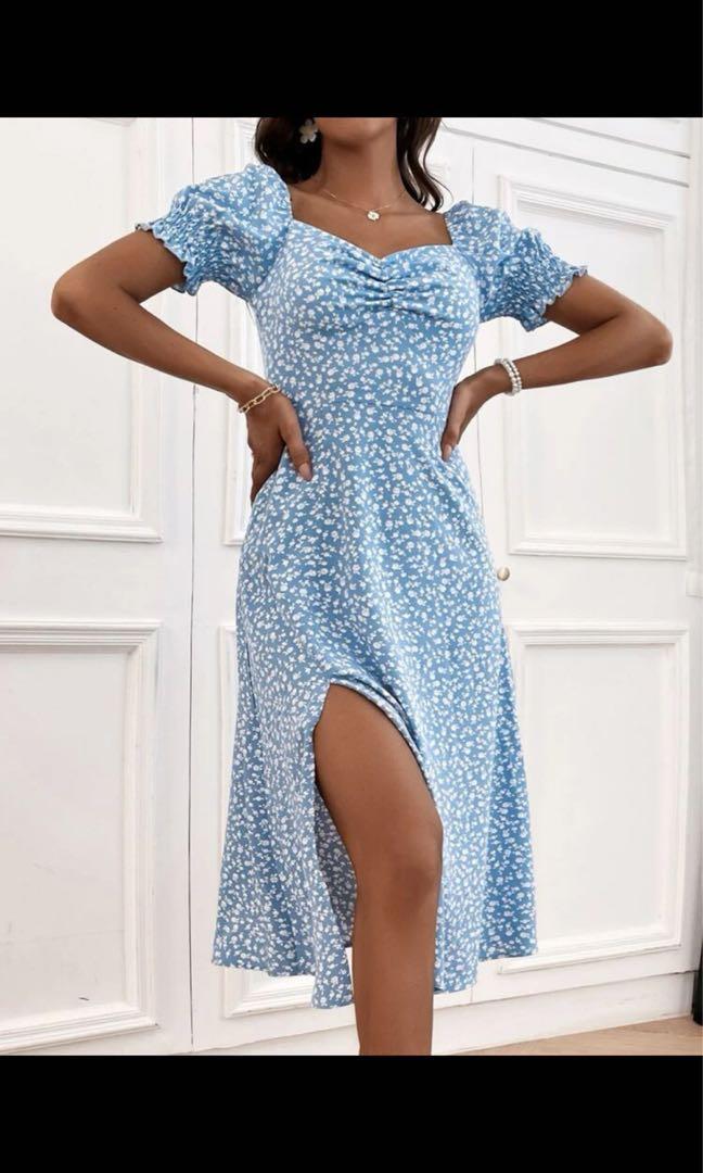 light blue satin mini dress Dorit Wrap Dress Kleinfeld Bridal Size:UK-14 / XL