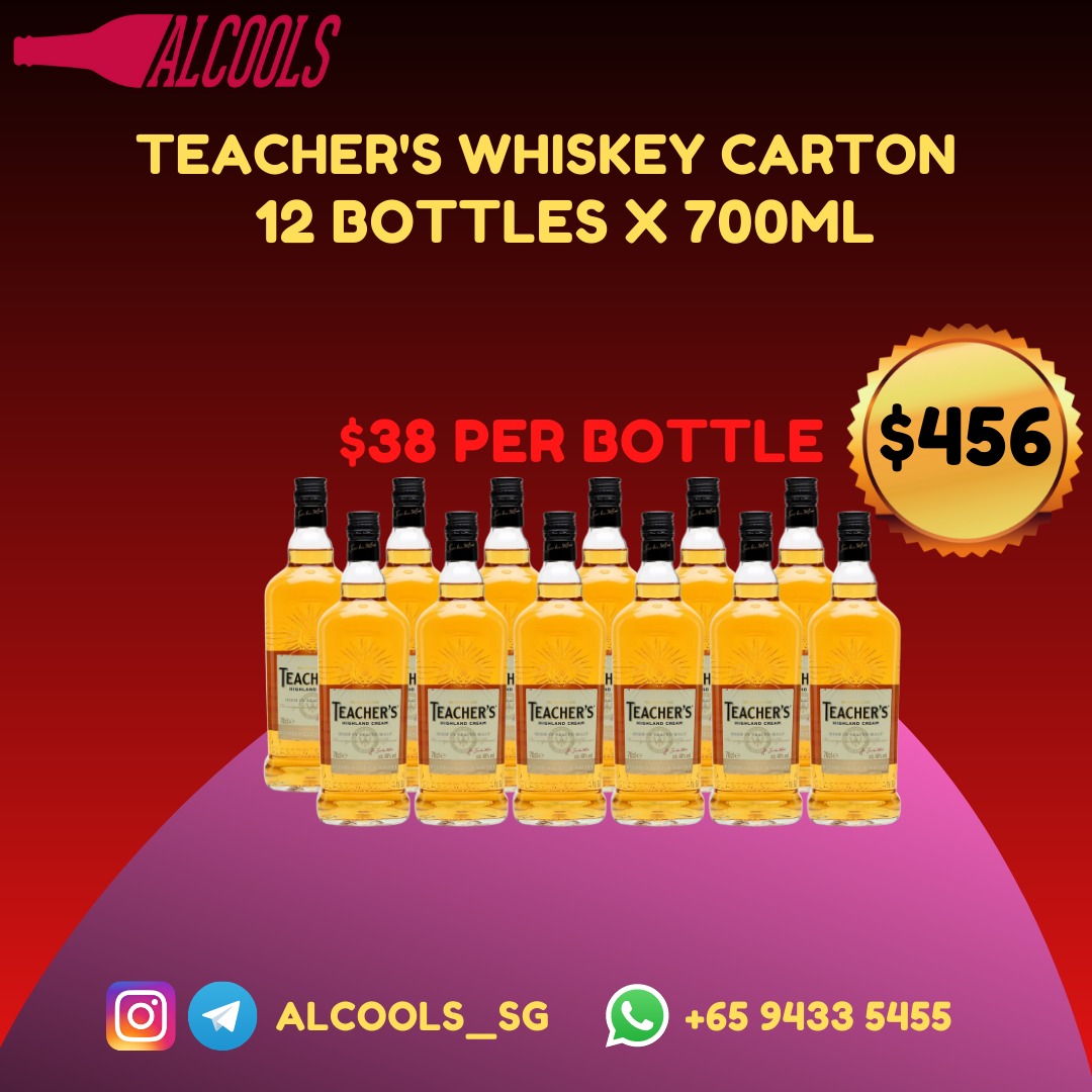 [Carton] Teacher's Whiskey x 12 bottles / 700ml / Same Day Alcohol