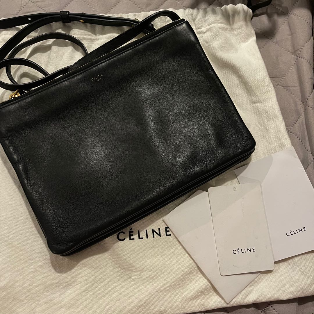 Pre-order] CELINE Large Trio (Black / Gold), Luxury, Bags & Wallets on  Carousell