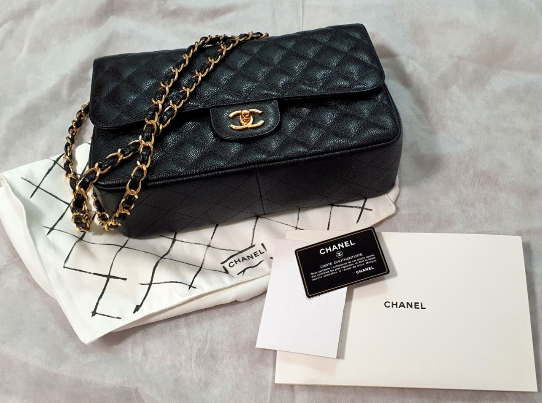 CHANEL Grained Calfskin & Gold-Tone Metal Black Ref. A58600 Y01864 C3906,  Preloved, Luxury, Bags & Wallets on Carousell