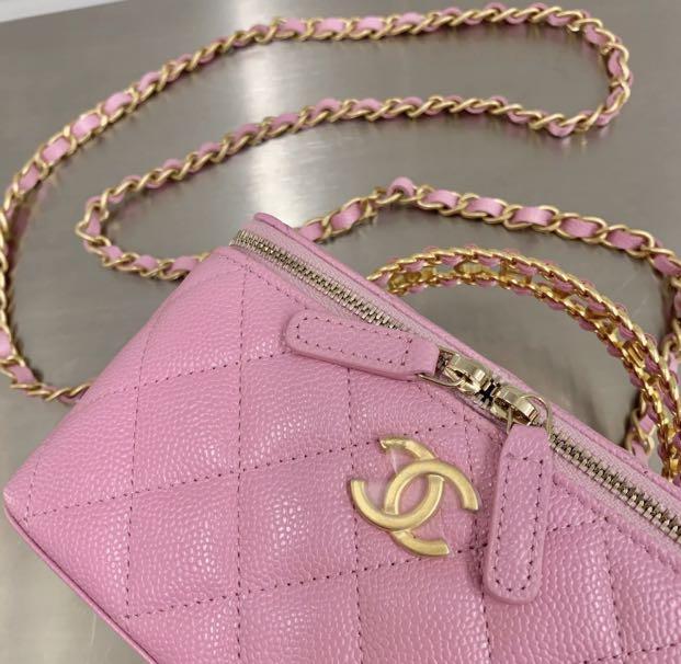 🌸Chanel Pink Vanity, Handle, Caviar GHW, Luxury, Bags & Wallets