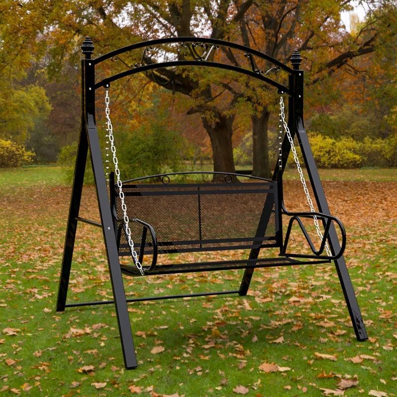 Double swing basket chair outdoor wrought iron swing chair rocking chair Furniture Home Living Outdoor Furniture on Carousell