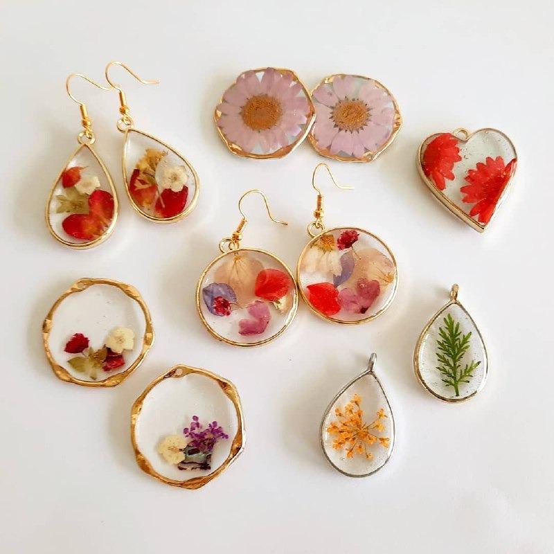 Gold over resin earrings shop