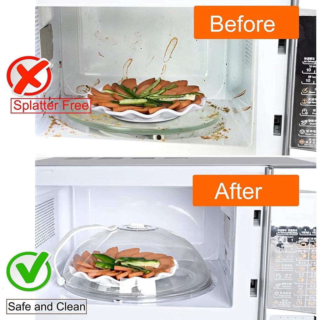2 PACK Microwave Splatter Cover, Transparent Cover, Microwave Plate Cover  Lid with Handle Adjustable Steam Vents Holes Keeps Microwave Oven Clean