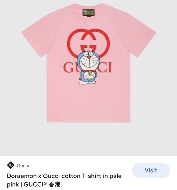 Gucci x Doraemon print pink cotton T-shirt, Women's Fashion, Tops, Shirts  on Carousell