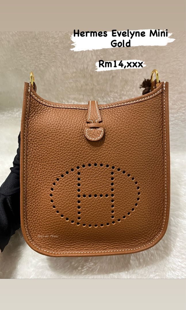 Hermes Evelyne Mini in Gold, Luxury, Bags & Wallets on Carousell