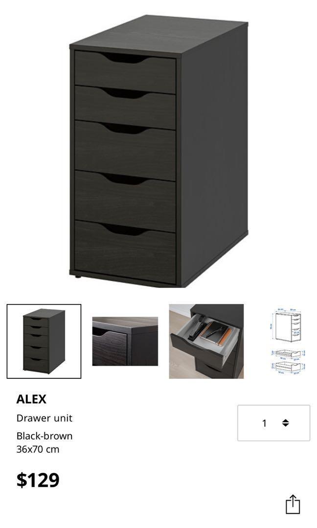 IKEA Alex Drawers + Ekbacken Worktop + Adils Desk Setup, Furniture