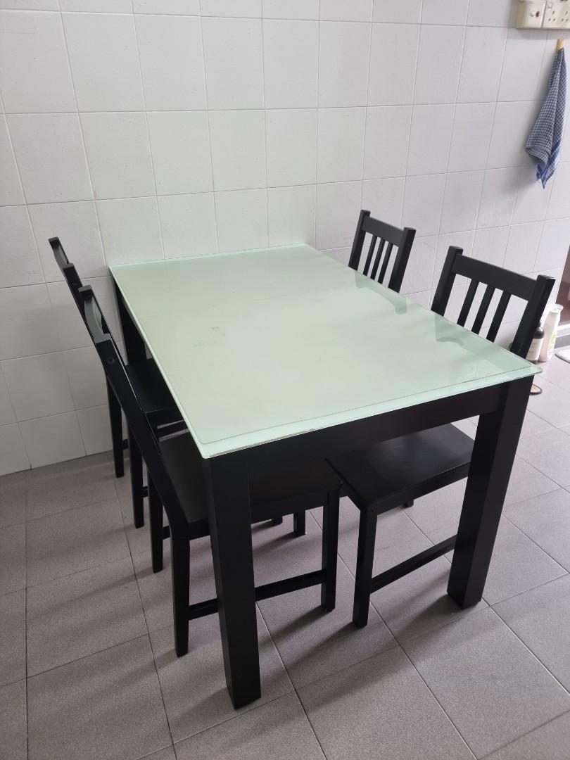 Moving out sale Ikea glass top dining table set, Furniture & Home ...