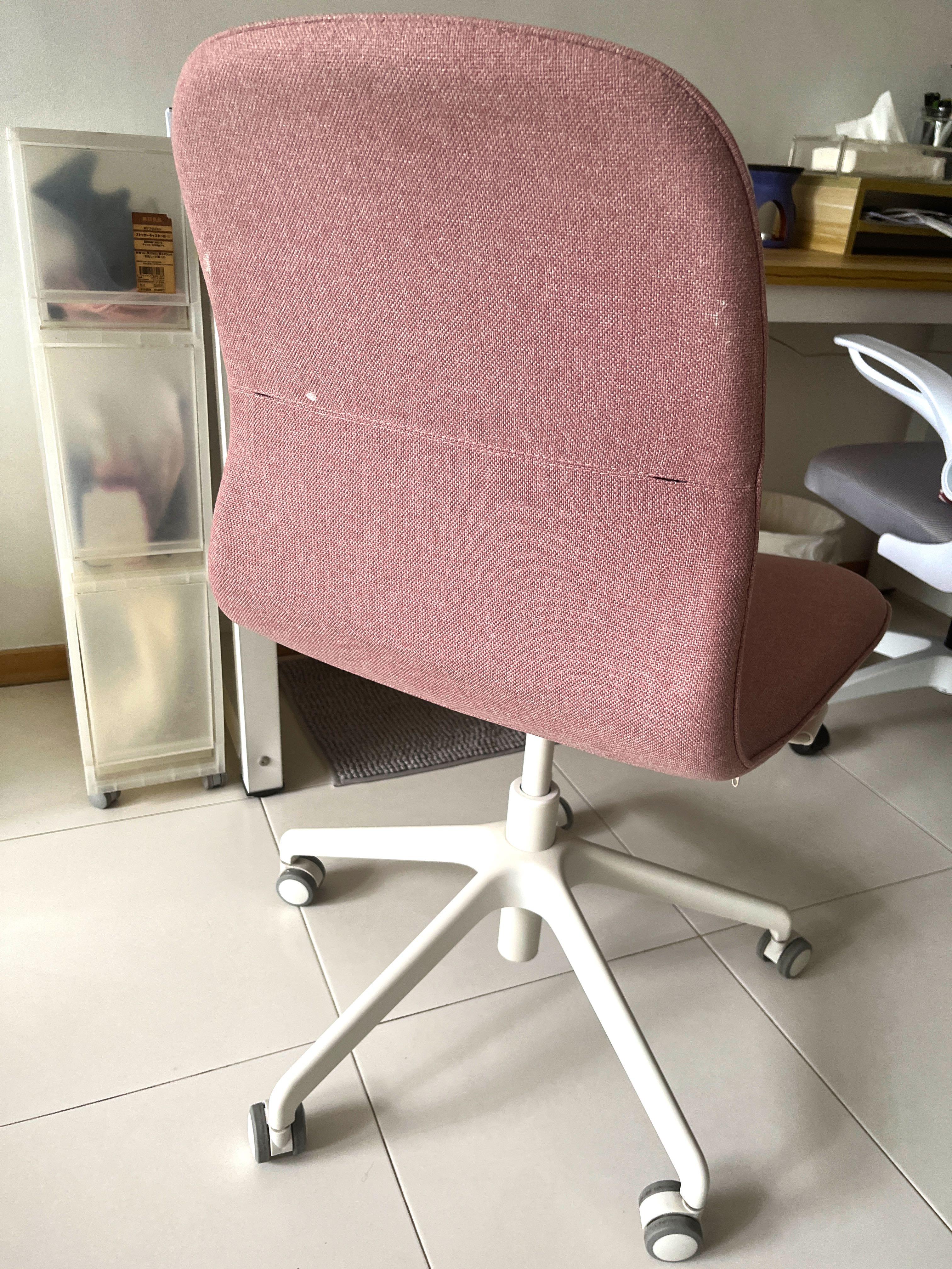 IKEA Office Chair pink & white langfjall desk chair, Furniture & Home