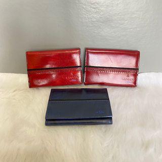 Lanvin en Bleu Red Blue Patent Leather Coin Case Wallet Purse