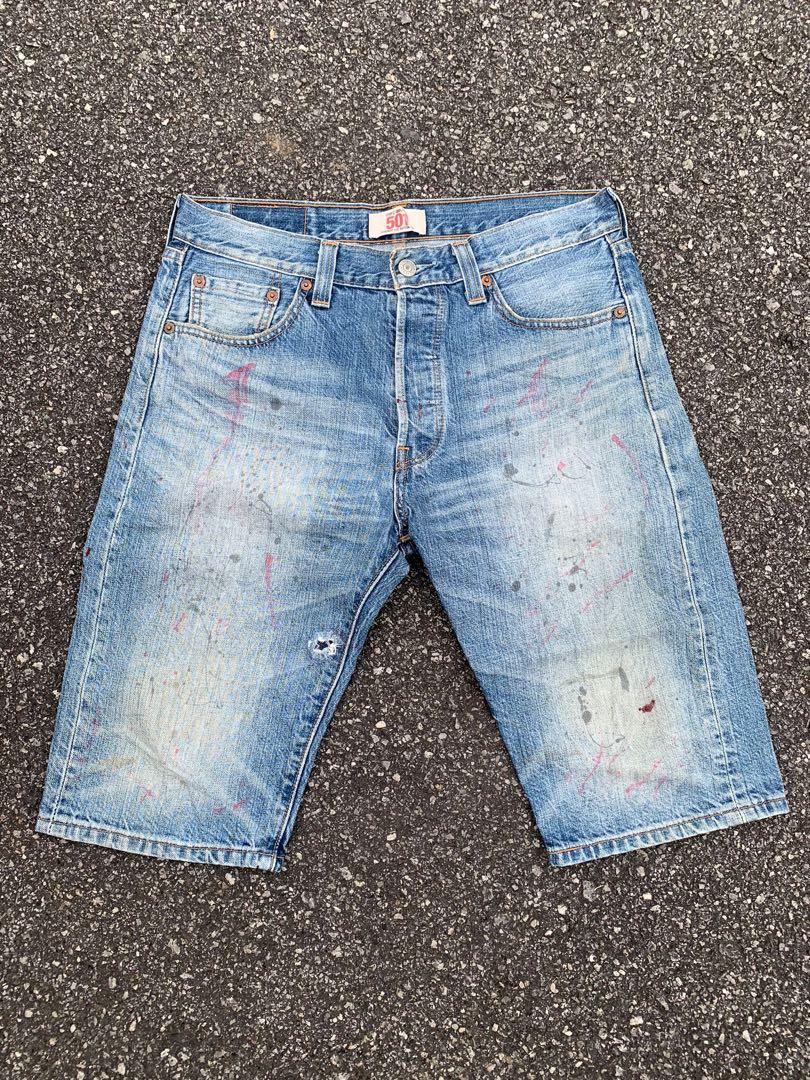 levis 501 paint design short pants, Men's Fashion, Bottoms, Shorts