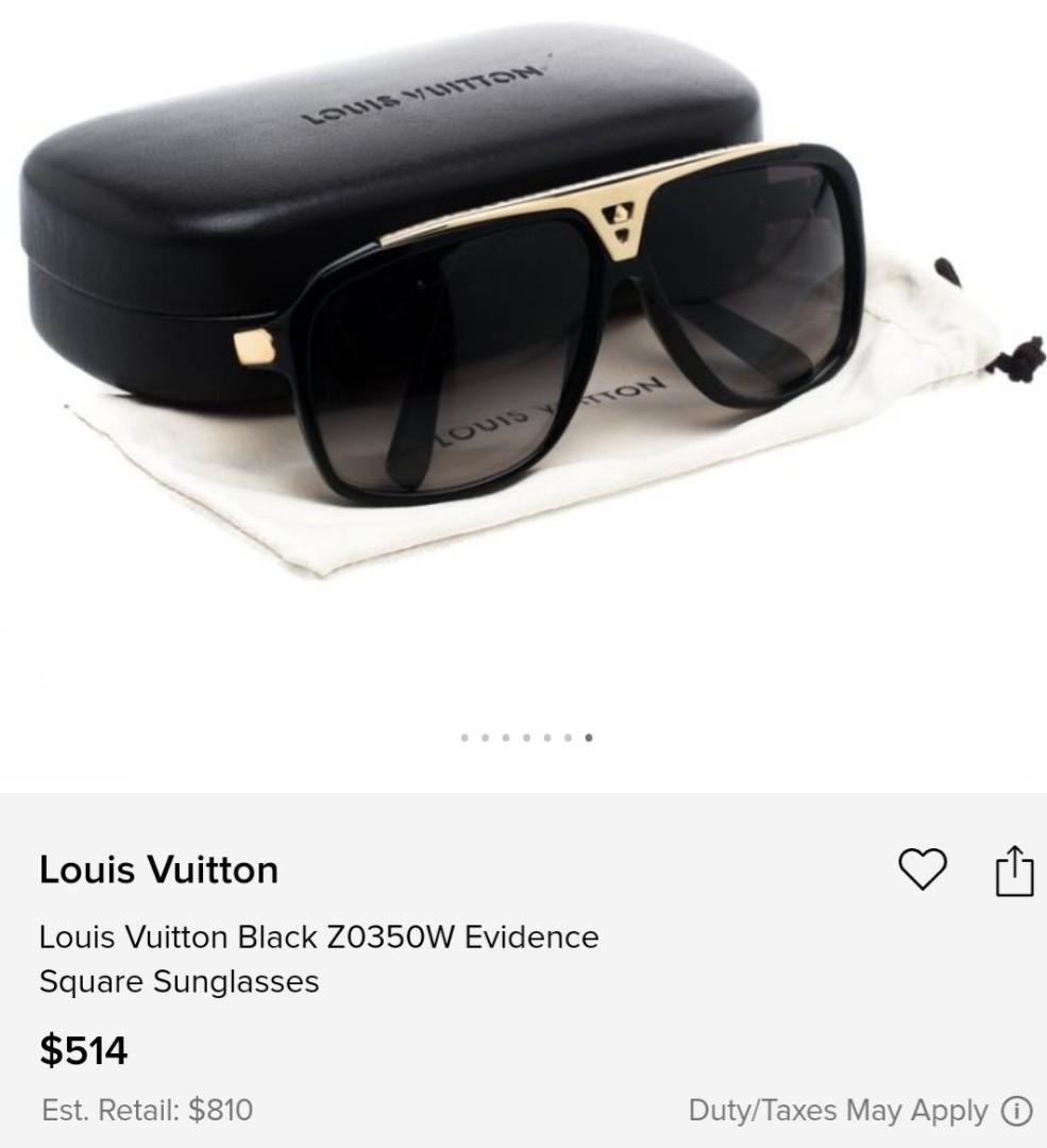 Óculos de sol Louis Vuitton original Evidence preto Z0350W feminino