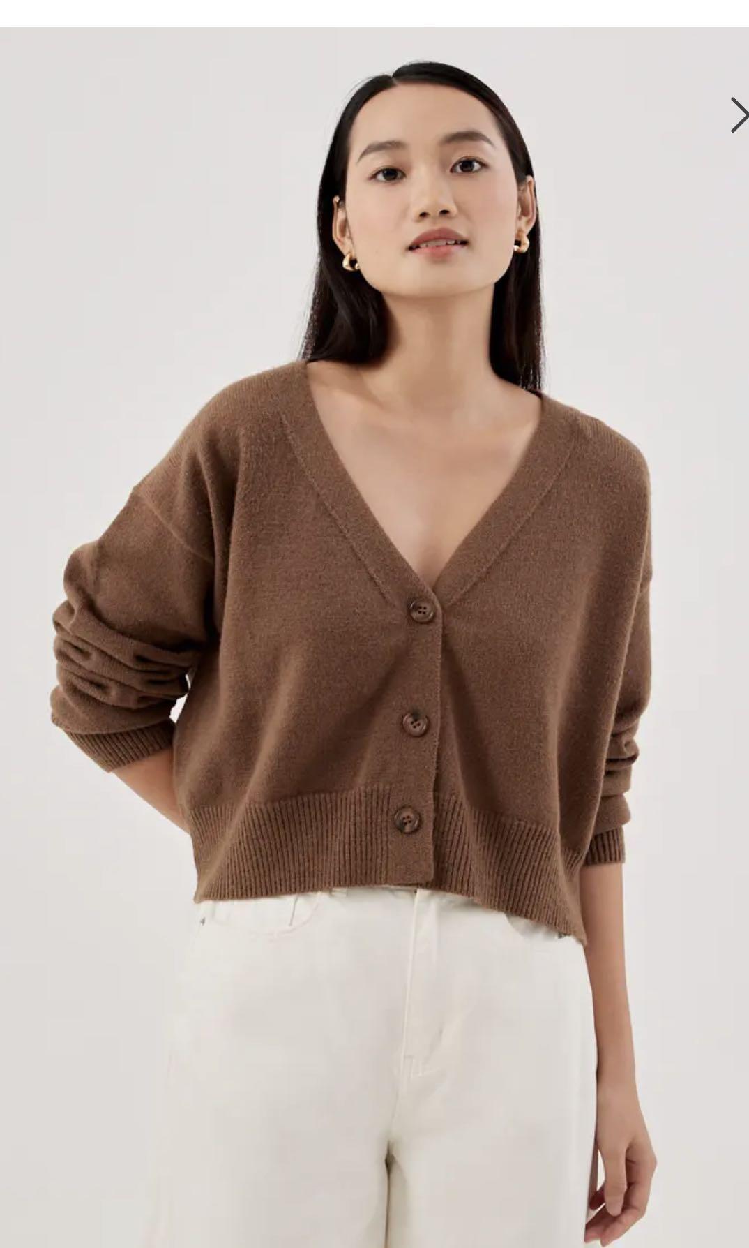 Love Bonito Herina Fuzzy Yarn Cropped Cardigan, Women's Fashion