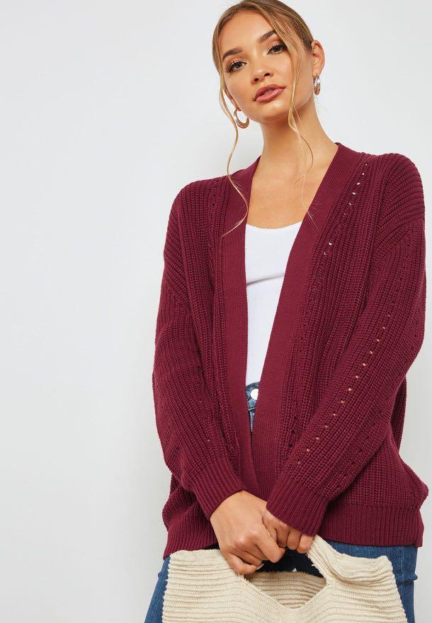 Maroon knit cardigan hotsell