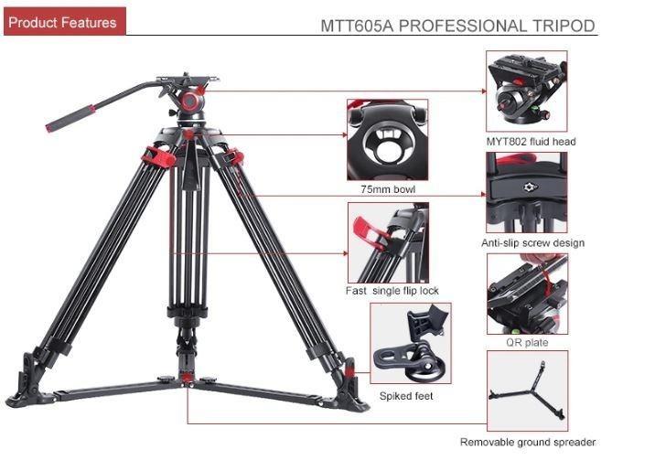 miliboo MTT605A(G) Aluminum Video Tripod Kit with Ground Spreader (Category: Tripods & Monopods) located in Cheras. Submitted by snapstudiokl (Listing ID 1176699089, Image 2). Description: Ready Stock Ship Out From Kuala Lumpur Price negotiable Key Features 75mm Bowl Tripod with Single Flip Locks 20 to 67″ 2-Stage Height Adjustment Flat Base Fluid Head, 8kg Payload Ground spreader 1/4″-20 and 3/8″-16 Screws, Locating Pin Dual Rosette Mounts, Pan 