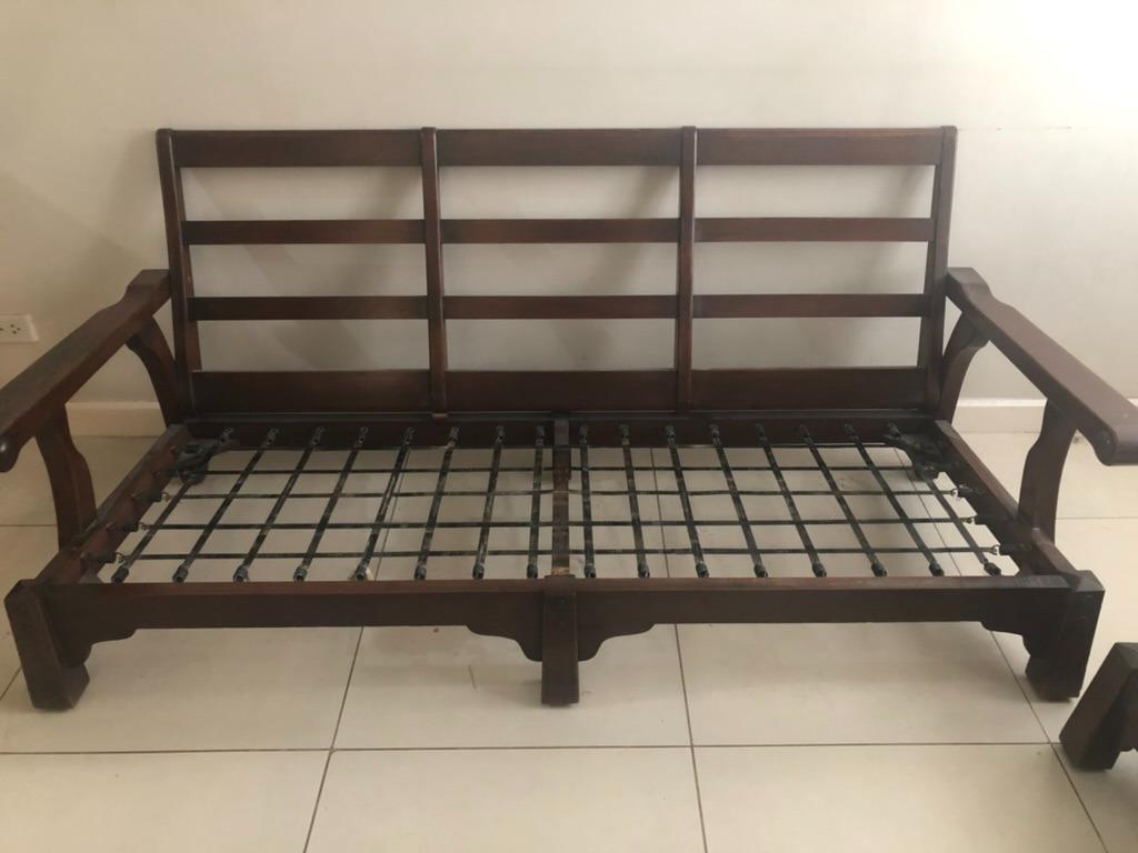 Narra sofa set; solid wood with cushions, Furniture & Home Living