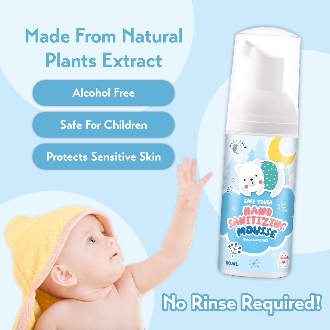 WOAH Baby Safe Touch Hand Sanitizing Mousse 50ml, Beauty & Personal