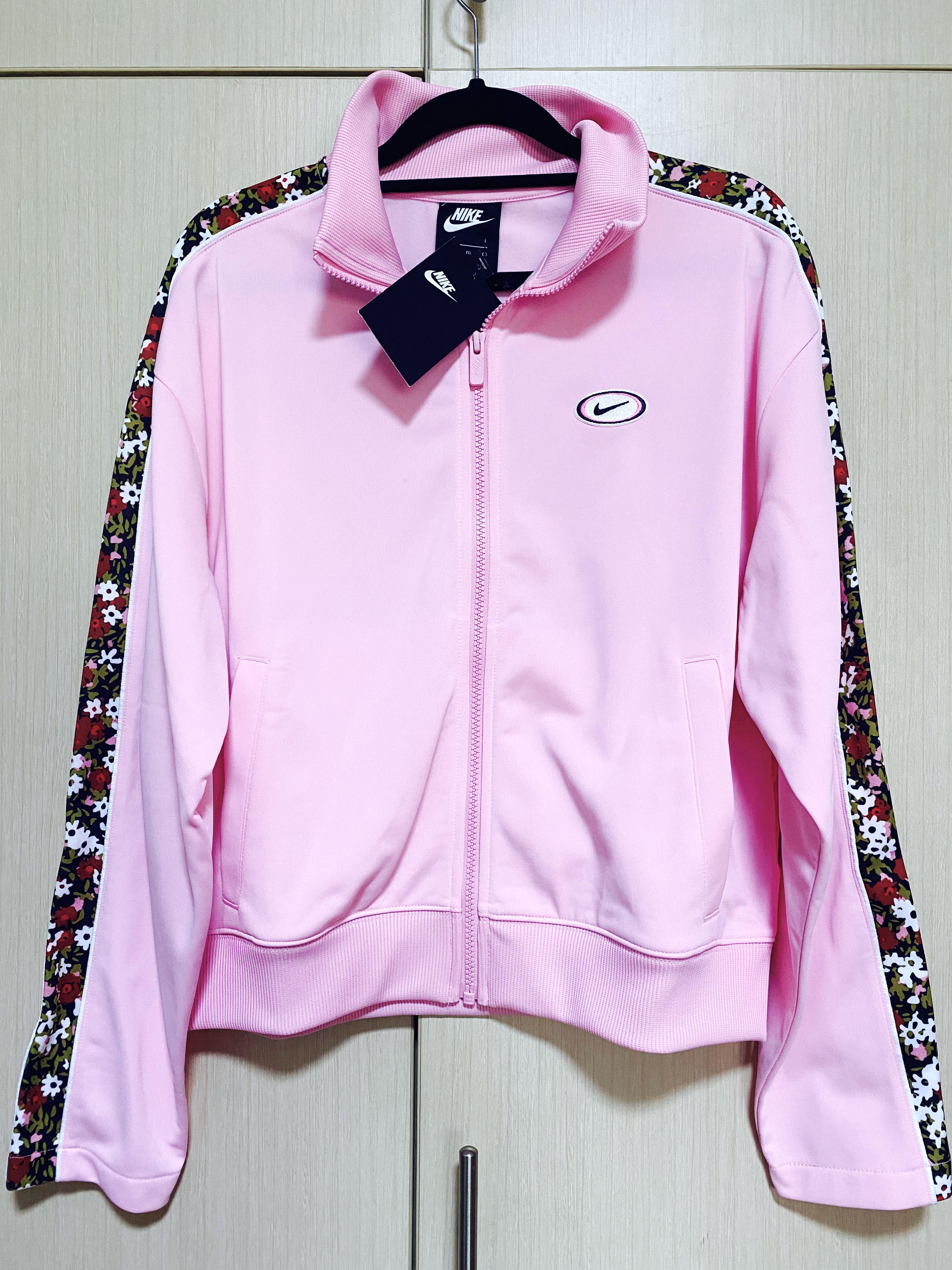 Nike Baby Pink Floral Track Jacket Women s Fashion Coats Jackets and Outerwear on Carousell