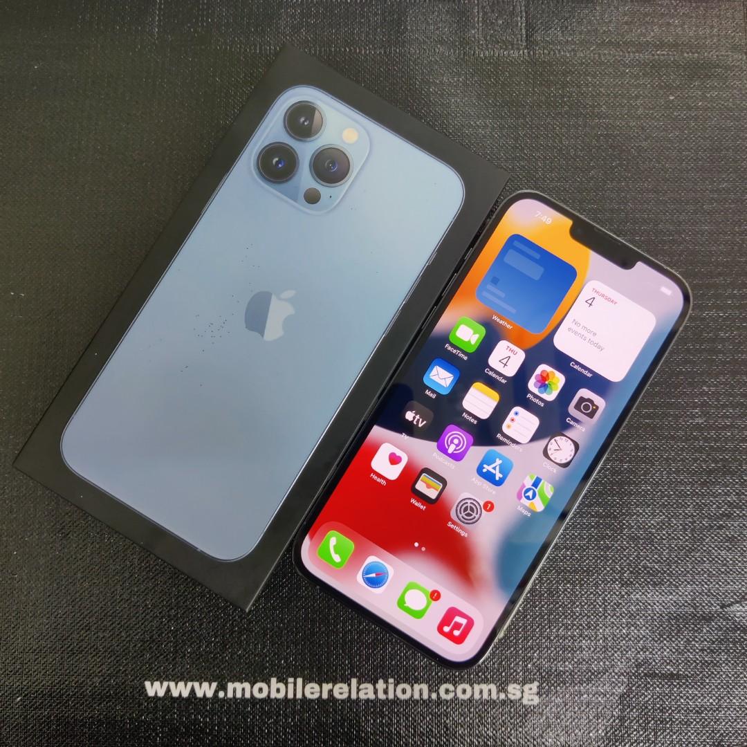 【OX】iPhone 13 Pro Max 1TB Sierra Blue 100 Battery Health 1688, Mobile