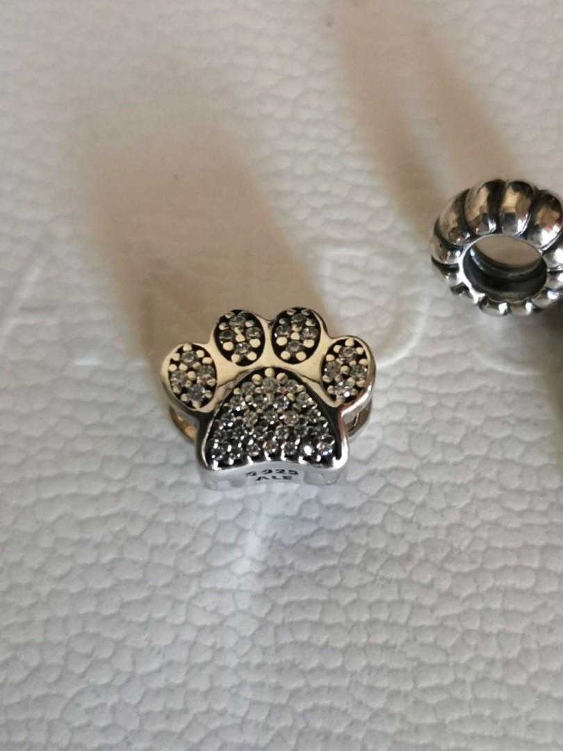 Pandora pave paw print cz charm