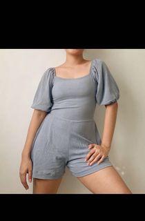 Powder blue puff romper