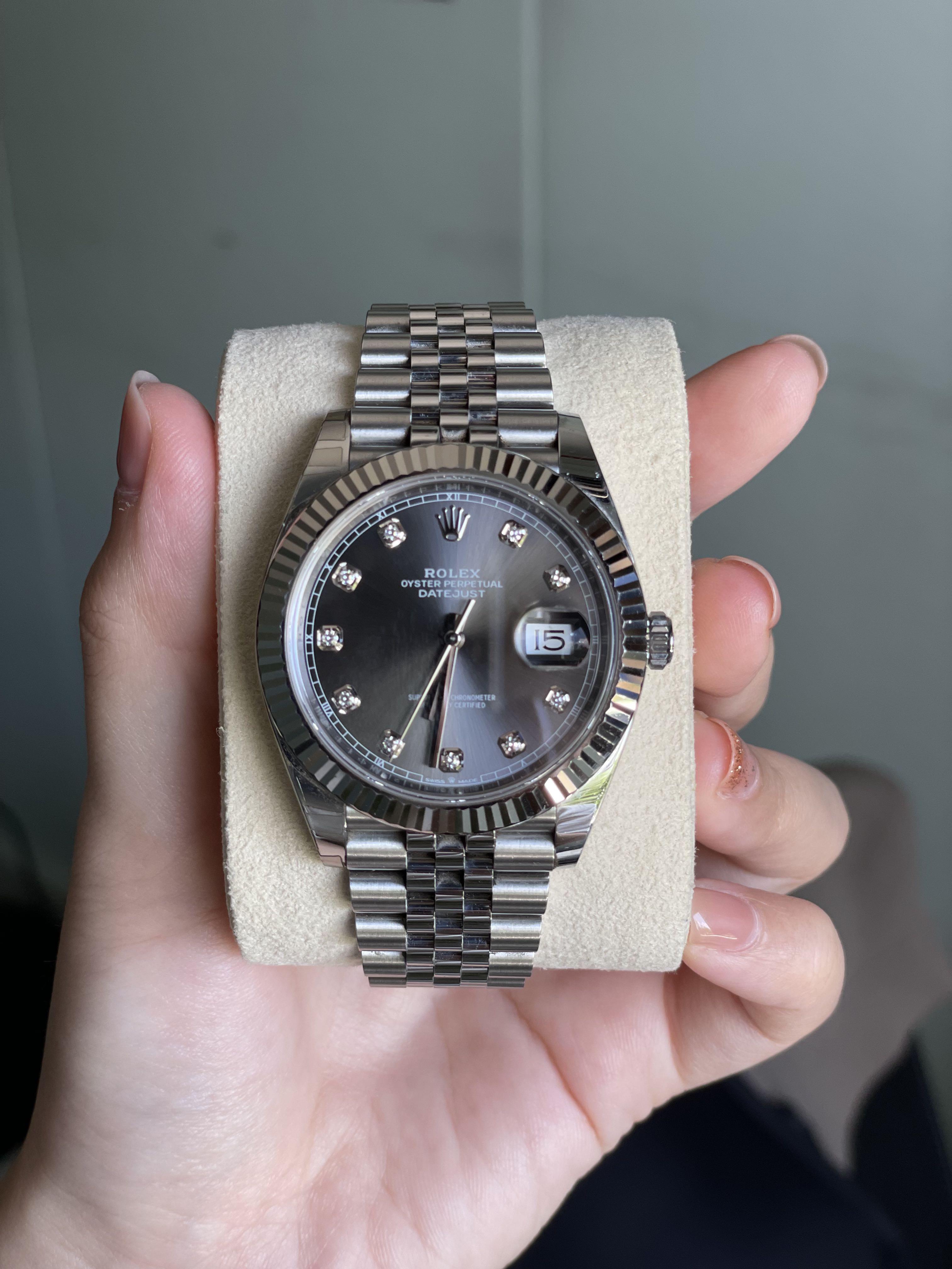Rolex DateJust 41 126334 Rhodium Slate 10pt Diamond Dial Luxury