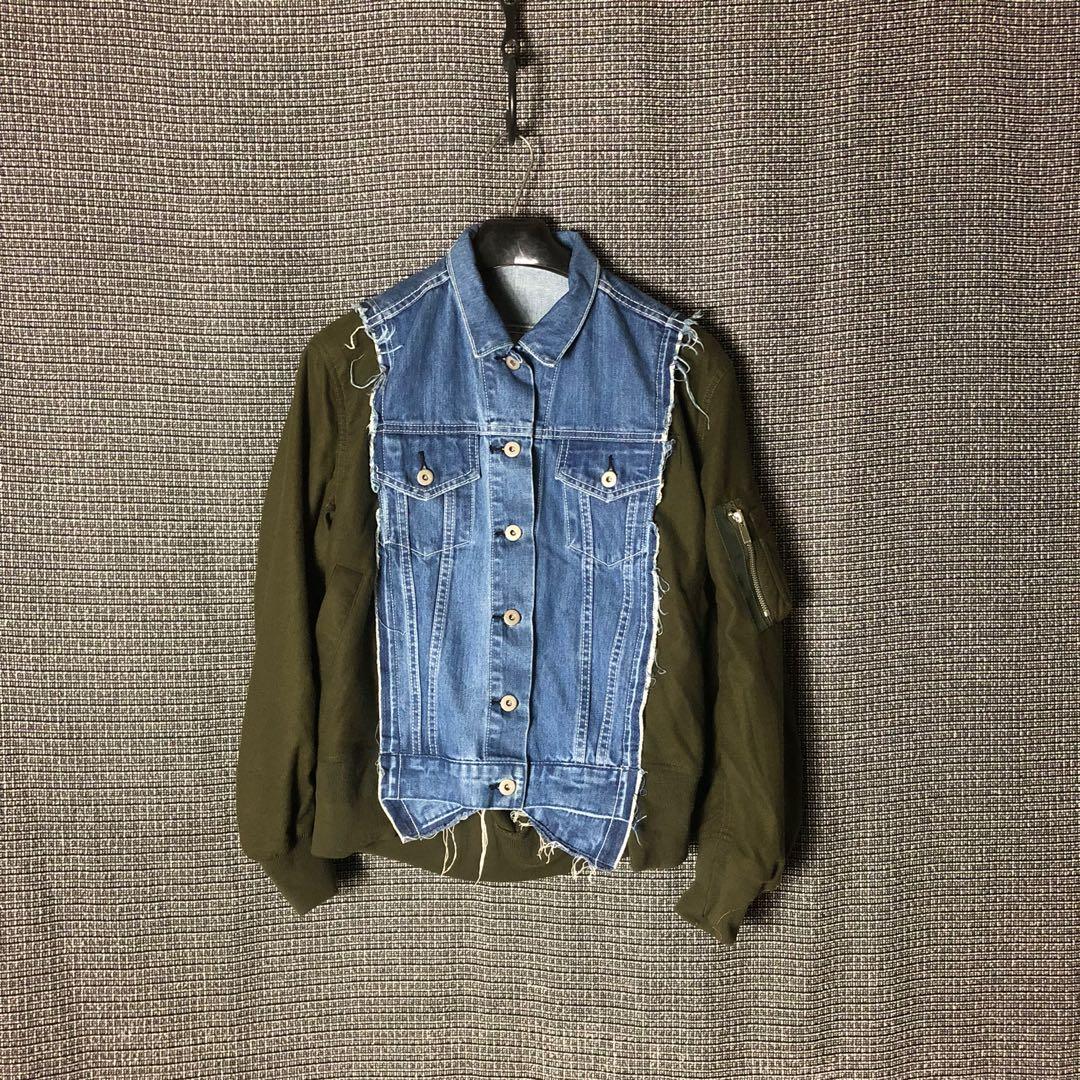 SACAI Denim Bomber Jacket, Luxury 