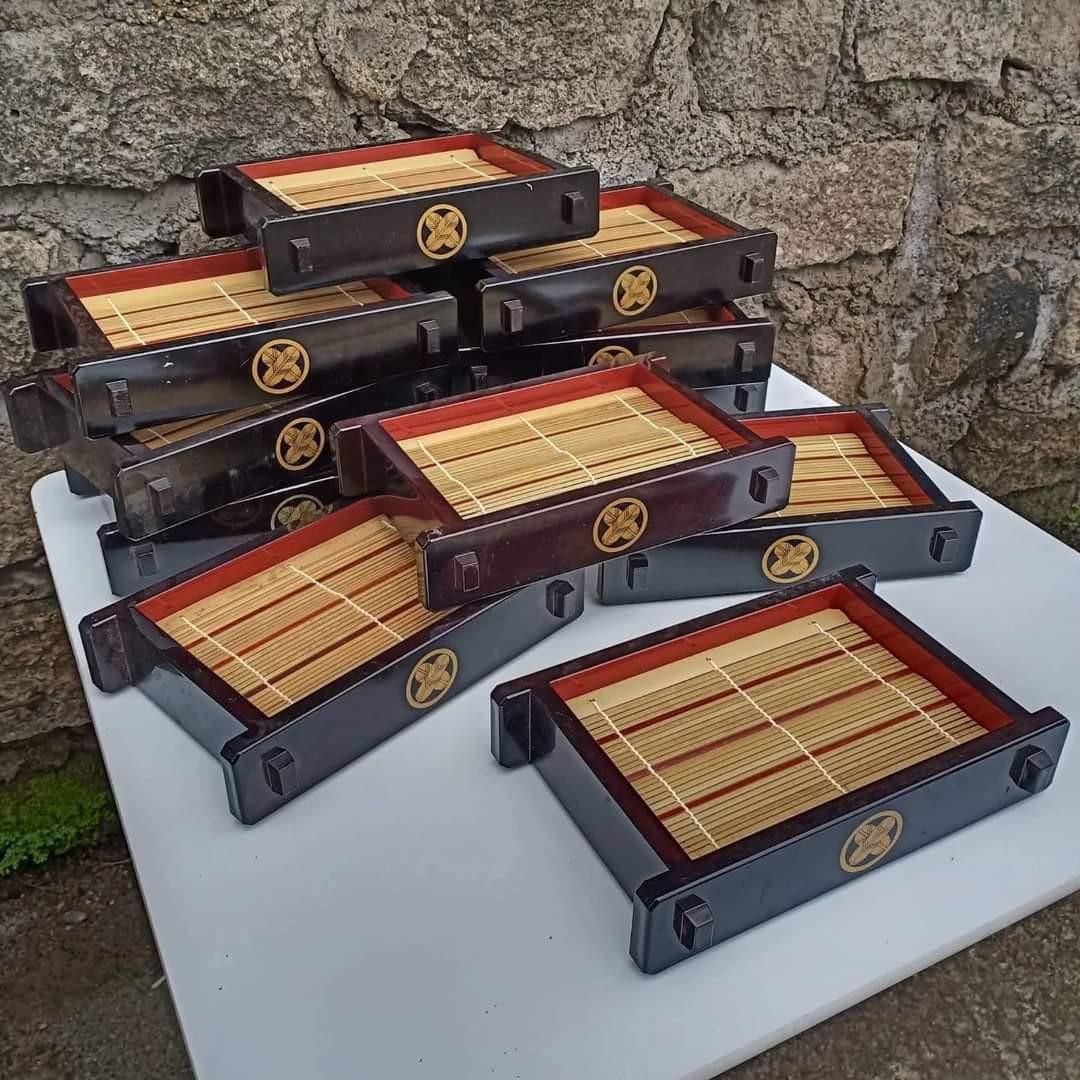 Soba Bento Tray (Category: Dinnerware & Cutlery) located in Malolos. Submitted by jestrelita (Listing ID 1176696006, Image 1). Description: Soba Bento Tray P180 each - 23cm x 14cm x 5cm - with bamboo placemat - for dish plating - please check photos for sample - good condition.