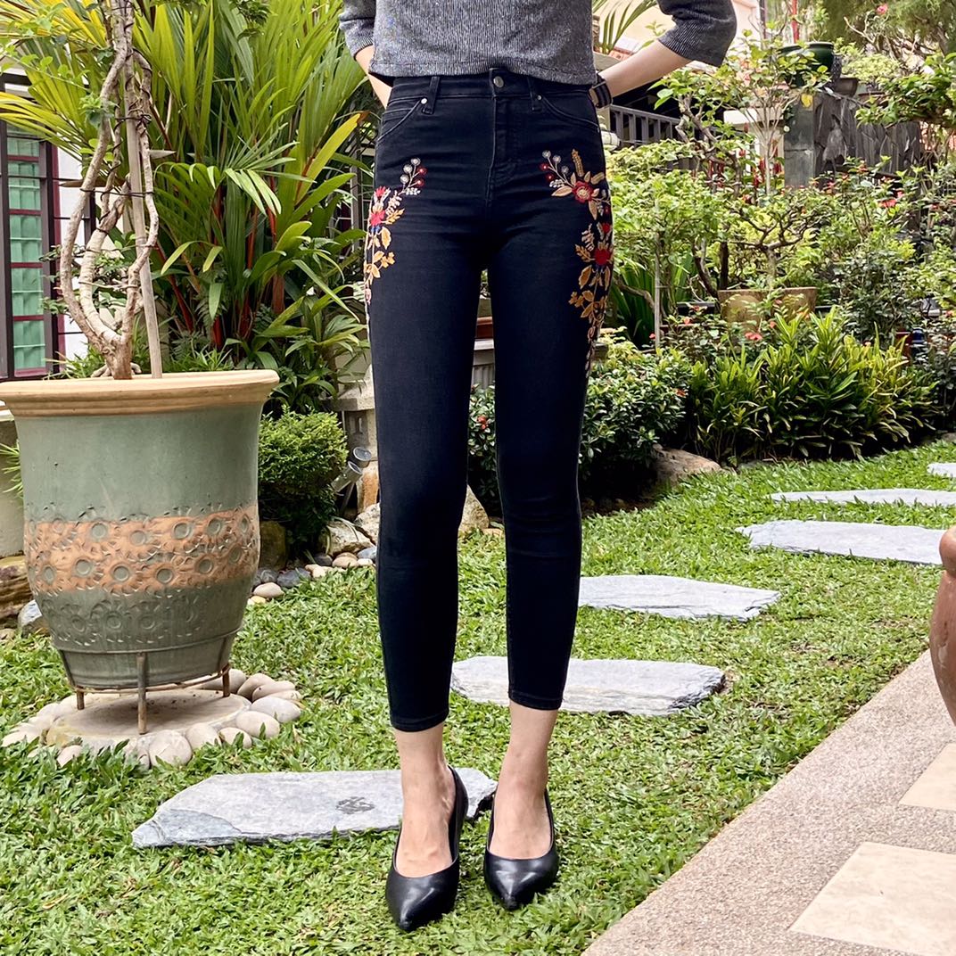 Topshop jamie embroidered jeans discount