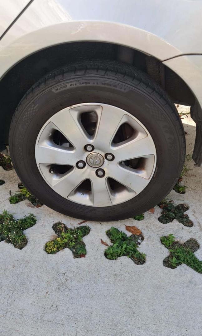 Toyota vios Rims & Tyre, Car Accessories, Tyres & Rims on Carousell