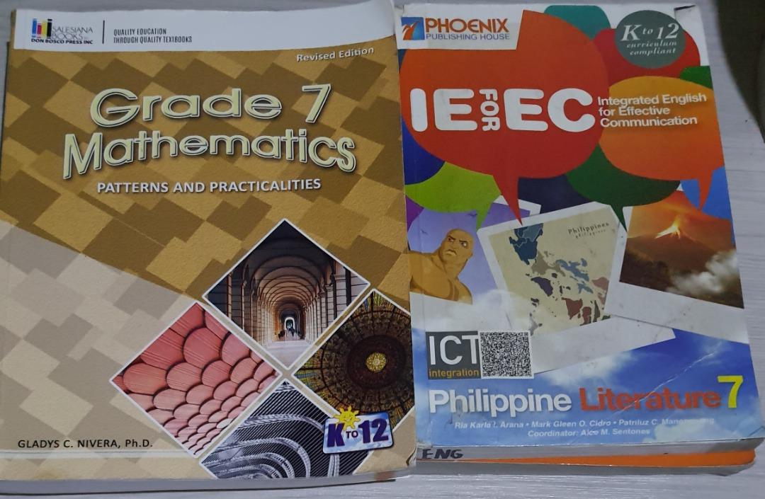 Used Grade 7 books (Category: Textbooks) located in Quezon City. Submitted by ilingad02 (Listing ID 1176734785, Image 2). Description: Wala po mga sagot.