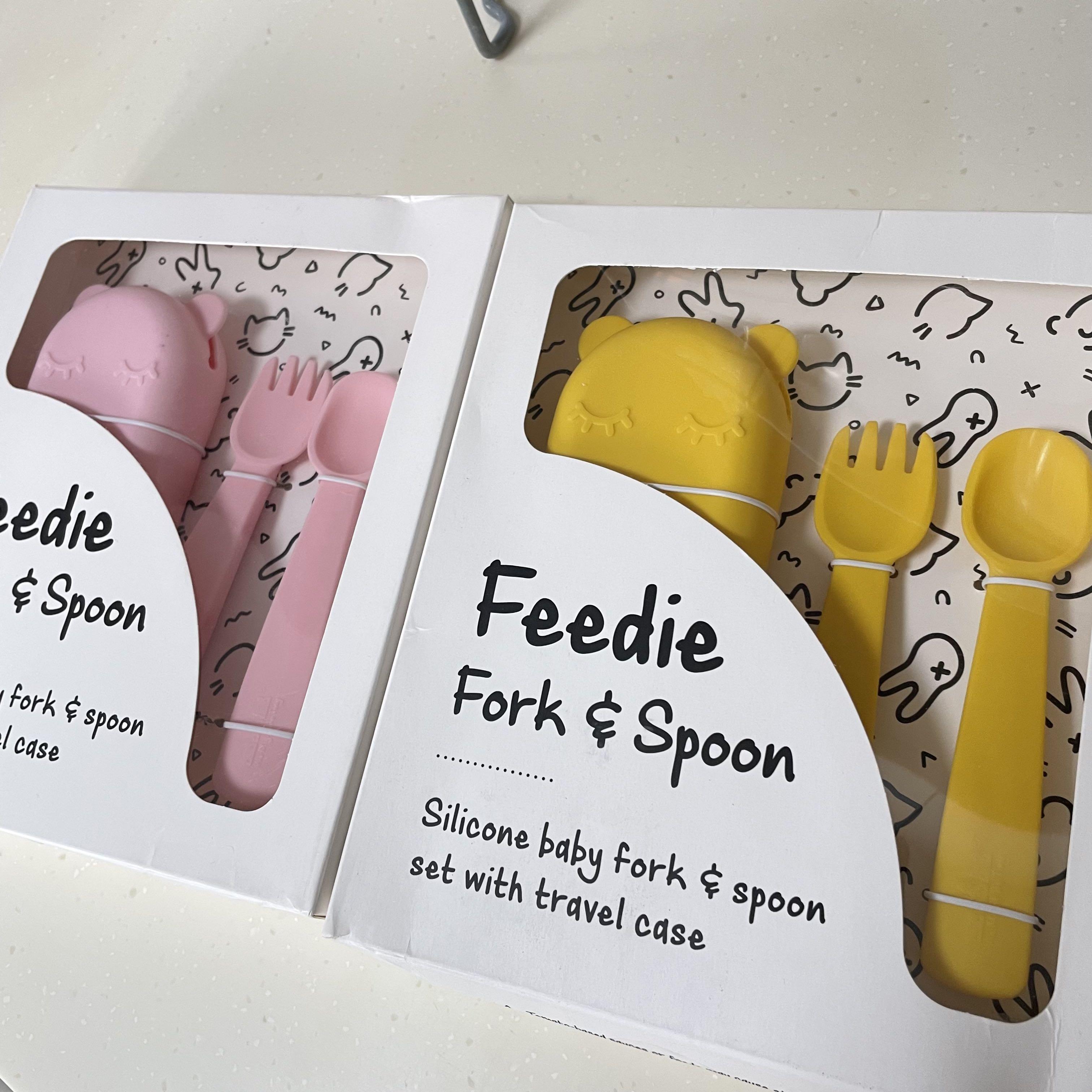 Feedie Fork & Spoon Set - Powder Pink