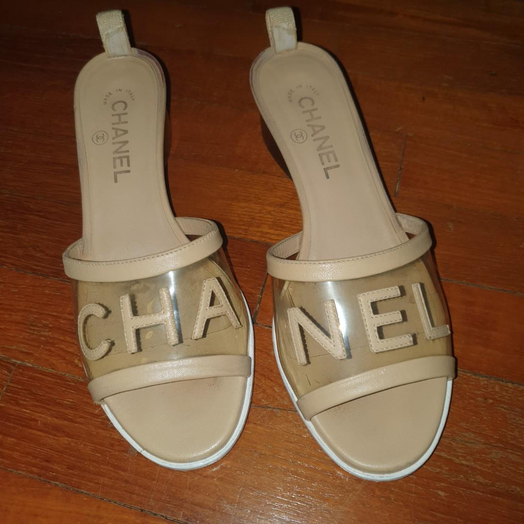 Chanel discount transparent mules