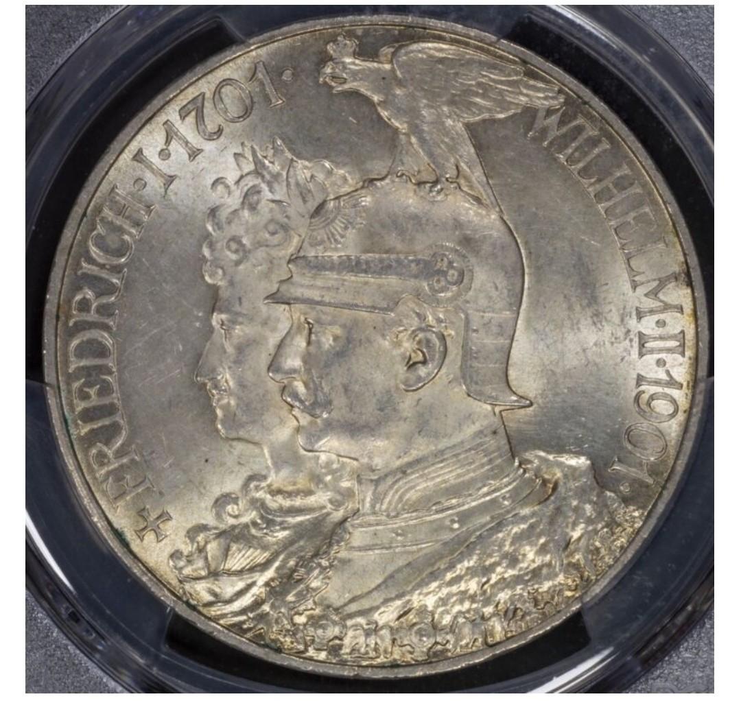 1901德國5馬克( 普魯士王國成立200週年)，已評PCGS MS-64 , 評級幣一切以評級公司為準則, 興趣及遊戲, 收藏品及紀念品, 錢幣-  Carousell