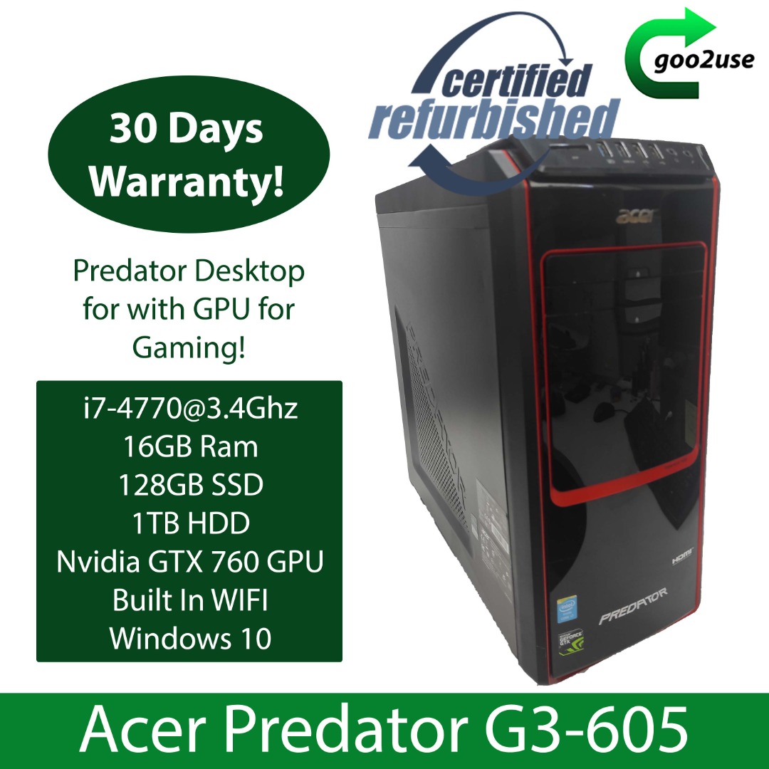 Acer Predator G3-605 i7-4770@3.4Ghz 16GB Ram 128GB SSD