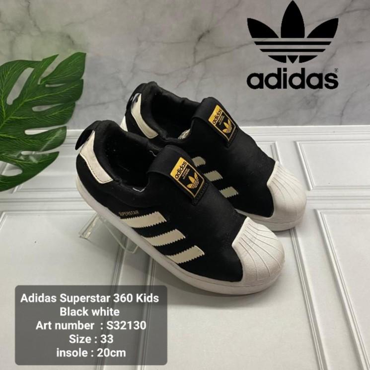 Sepatu Anak Adidas S32130 Superstar 360 Kids Black white Size 33