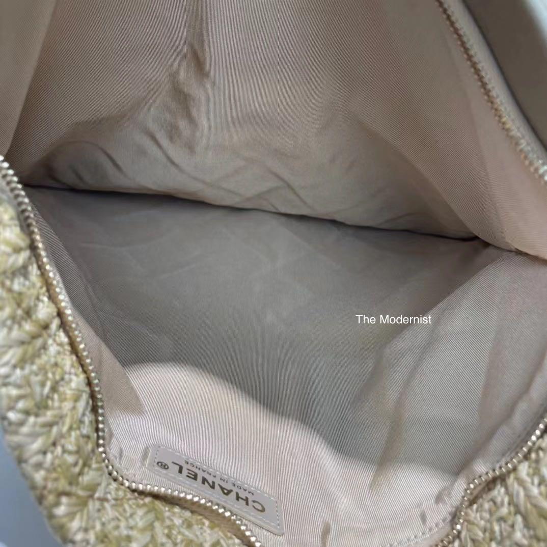 Authentic Chanel Raffia Woven Straw Clutch Bag