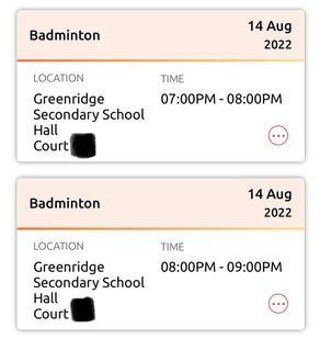 Badminton Court Booking - 14 Aug @ Bukit Panjang