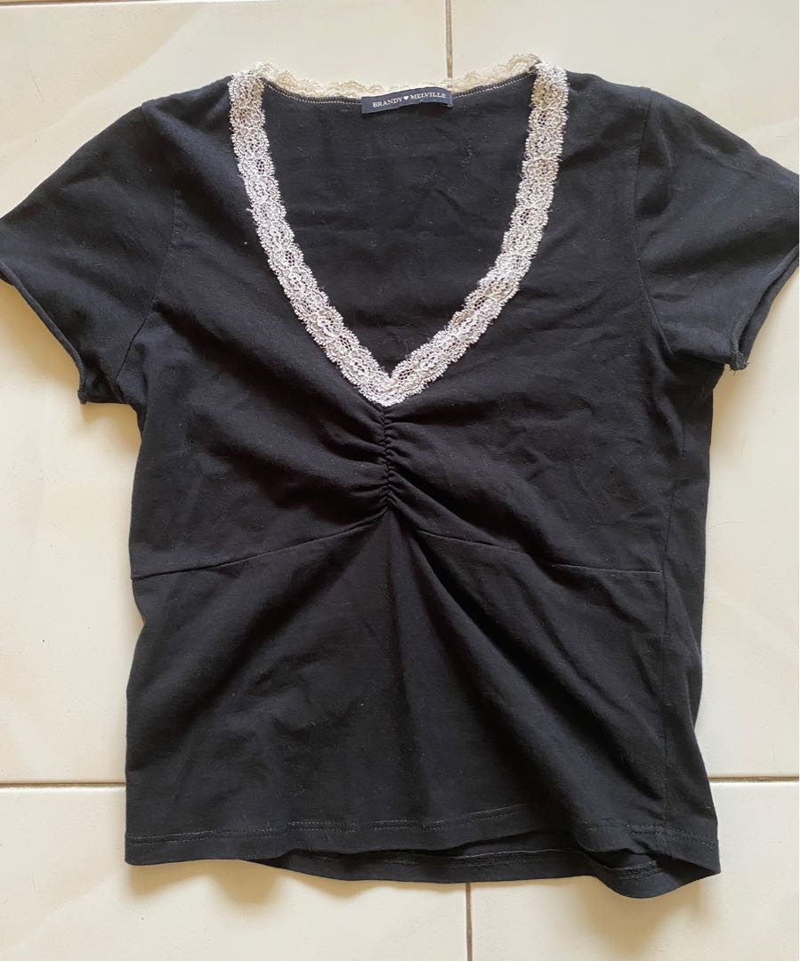 brandy melville black lace Gina top, Women's Fashion, Tops, Other Tops