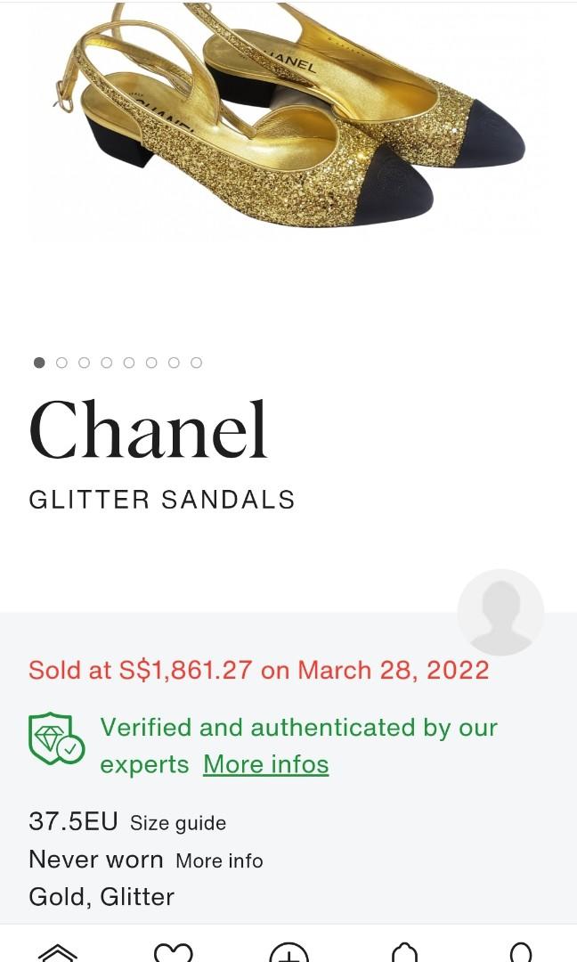 Chanel 21A Glitter Mary Jane Ankle Strap Pumps