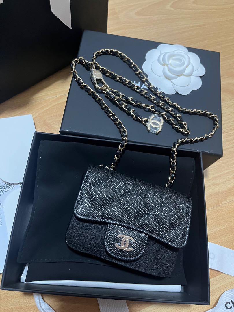 ❗️INSTOCK❗️CHANEL Micro Belt Bag Black Cavier GHW, Luxury, Bags & Wallets  on Carousell