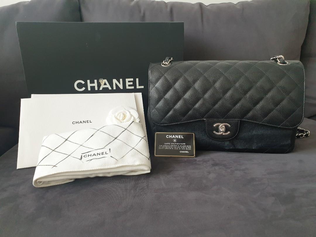 CHANEL CLASSIC JUMBO QUILTED CAVIAR BLACK DOUBLE FLAP SHW, Excellent Very  Condition. Bought in Paris., Luxury, Bags & Wallets on Carousell