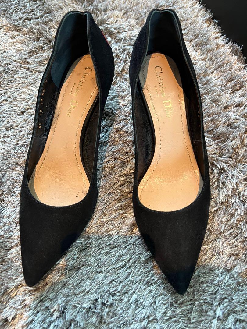 Christian Dior Amour black suede heels with heart heel detail