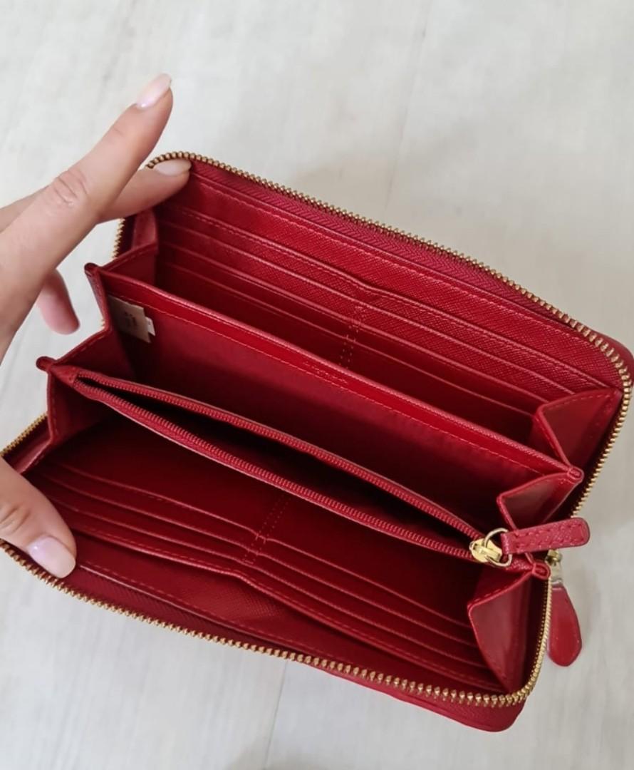 Red leather coach wallet cheap