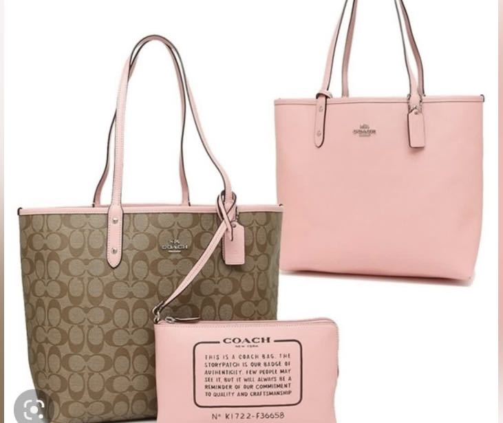Pink tote coach bag clearance
