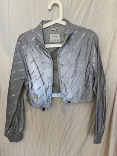 Crazy flash-glow silver cropped jacket