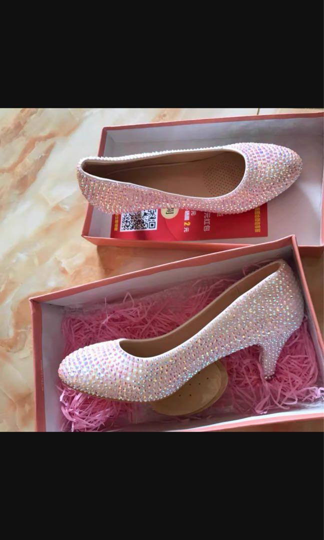 White best sale bling shoes