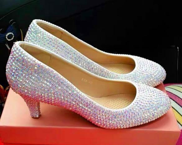 White bling wedding shoes cheap